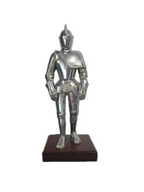 Vintage Knight In Shining Armor Lighter  10 inches high Metal and Wood